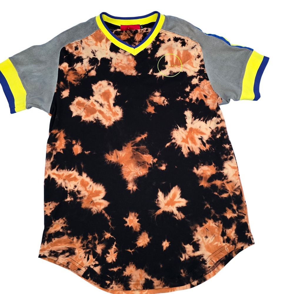 Vie Riche Paris T-Shirt‎ L Bleach Dye Gray Colorblock Streetwear Tee